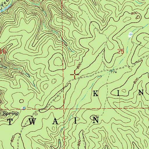Topographic Map of Irish Wilderness, MO