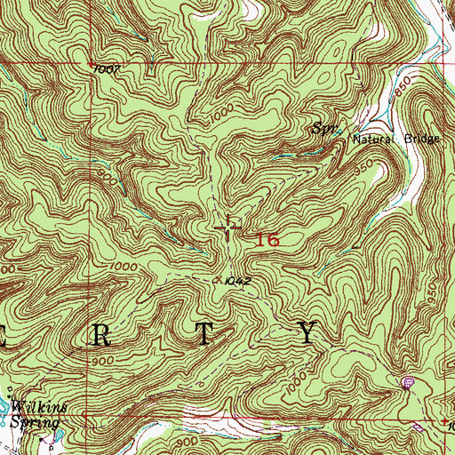 Topographic Map of Kaintuck Trail, MO