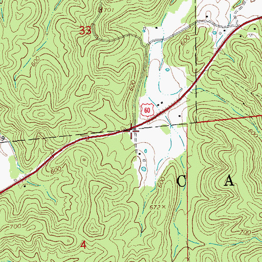 Topographic Map of Ozark Trail Trialhead, MO