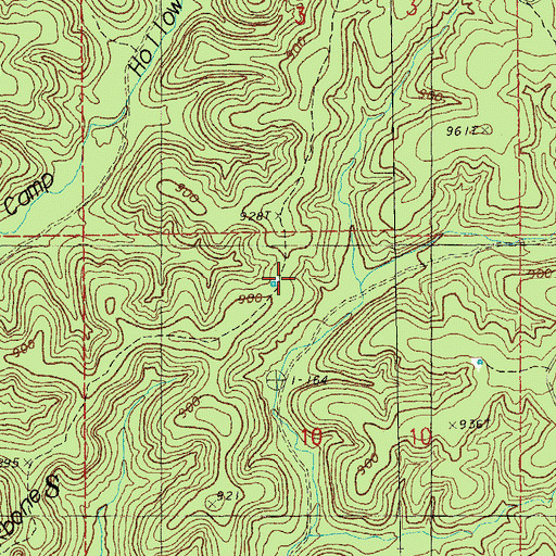 Topographic Map of Blue Ridge Trail Trailhead, MO