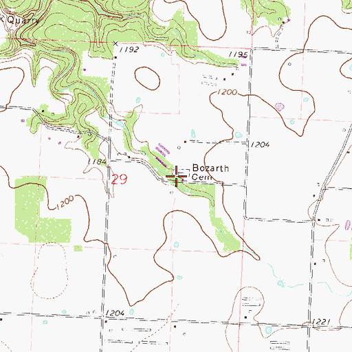 Topographic Map of Bozarth Baptist Church (historical), AR
