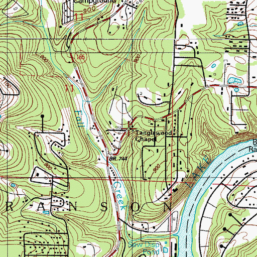 Topographic Map of Tanglewood Chapel, MO