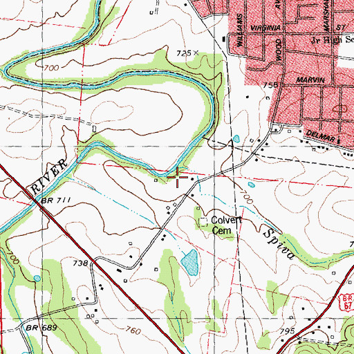 Topographic Map of Spiva Branch, MO
