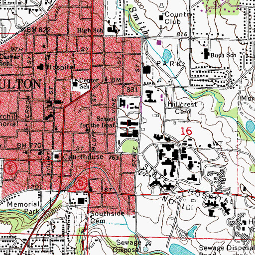 Topographic Map of Missouri School for the Deaf, MO