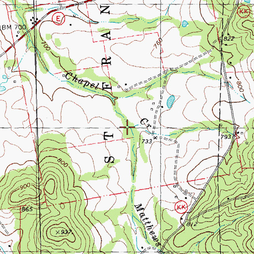 Topographic Map of Matthew Creek, MO