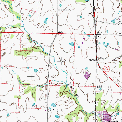 Topographic Map of Fulton Two, MO