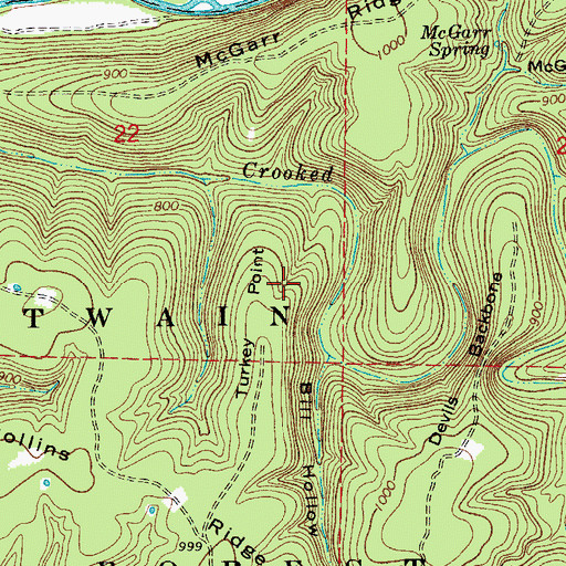 Topographic Map of Devils Backbone Wilderness, MO