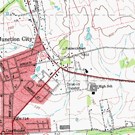 Topographic Map of Fredericktown District Ranger Station, MO