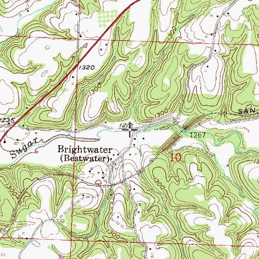 Topographic Map of Brightwater Bridge, AR