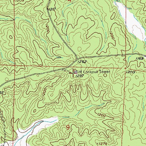 Topographic Map of Tiff Lookout Tower, MO