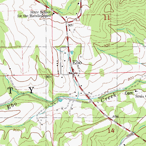Topographic Map of Ebo, MO