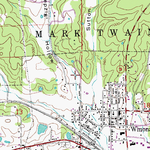Topographic Map of Lions Club Park, MO