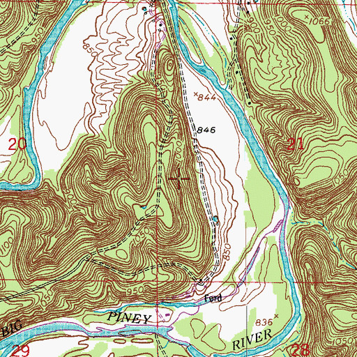 Topographic Map of Big Piney National Scenic Trail, MO