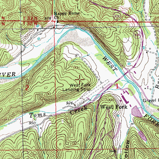Topographic Map of West Fork Landing Strip (historical), MO