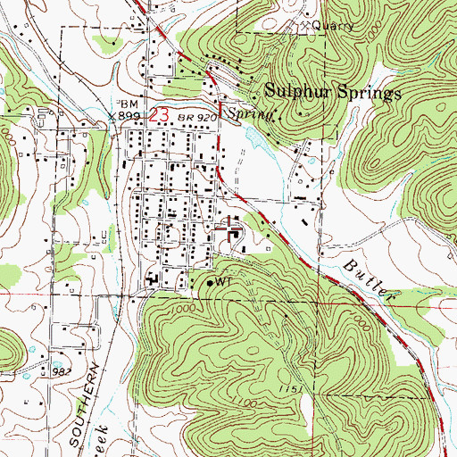 Topographic Map of Brown Military Academy of the Ozarks (historical), AR