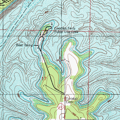 Topographic Map of Coombs Ferry Campground, MO