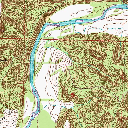 Topographic Map of Thompson Cemetery, MO