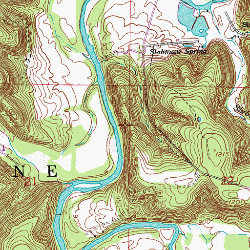Topographic Map of Slabtown Bluff Trail, MO
