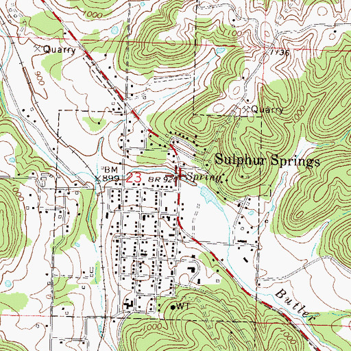 Topographic Map of Butler Creek Bridge, AR