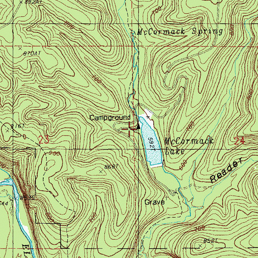 Topographic Map of McCormack Lake Campground, MO