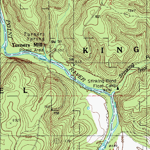 Topographic Map of Turners Mill North Access, MO