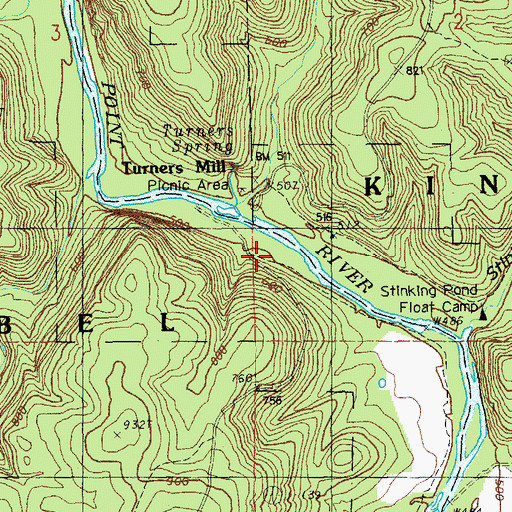 Topographic Map of Turners Mill South Access, MO