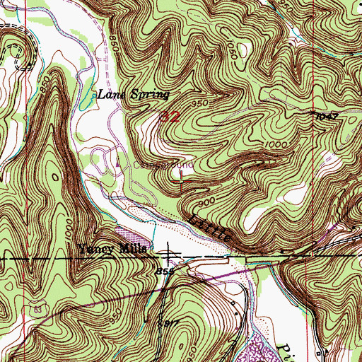 Topographic Map of Blossom Rock Trail, MO