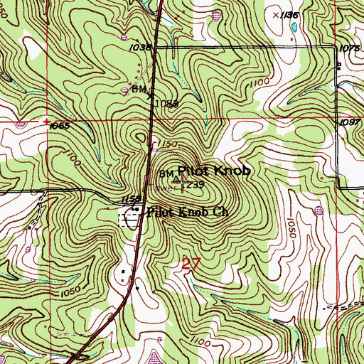 Topographic Map of Pilot Knob Lookout Tower, MO
