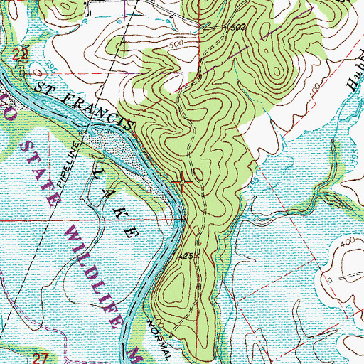 Topographic Map of Lake Wappapella State Wildlife Management Area, MO
