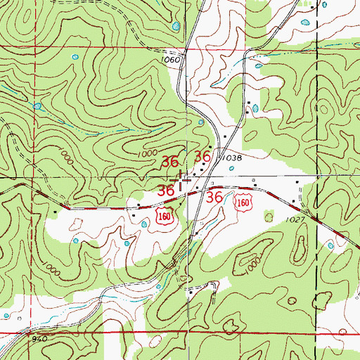 Topographic Map of Central Plateau, MO