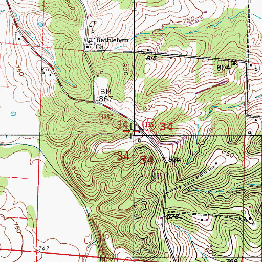 Topographic Map of Lake of the Ozarks Planning Region, MO