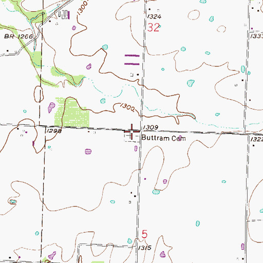 Topographic Map of Buttrams Chapel (historical), AR