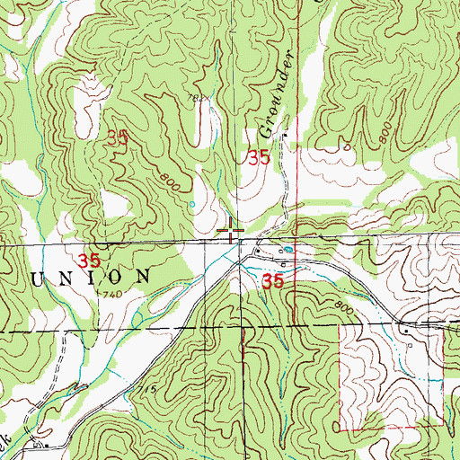 Topographic Map of Southeastern Ozarks, MO
