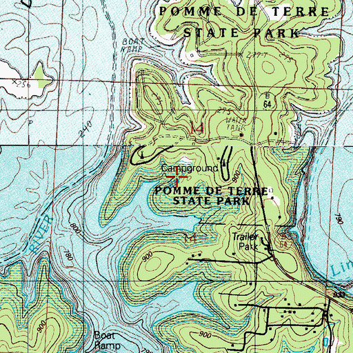 Topographic Map of Pomme de Terre State Wildlife Management Area, MO