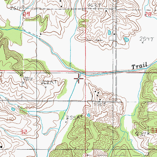 Topographic Map of Queens Creek, MO