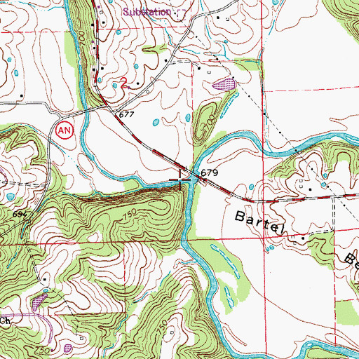 Topographic Map of Red Oak Creek, MO