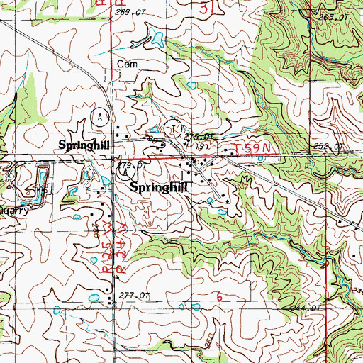 Topographic Map of Springhill, MO