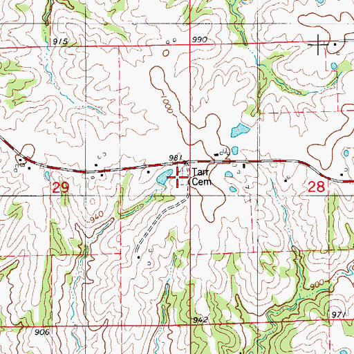 Topographic Map of Tarr Cemetery, MO