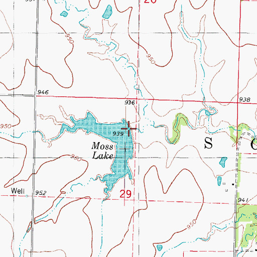Topographic Map of Moss Lake, MO