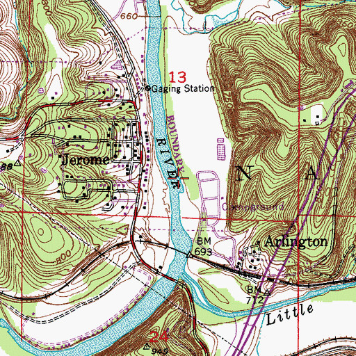 Topographic Map of Arlington Lake, MO