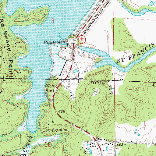 Topographic Map of Pine Ridge Nature Trail, MO