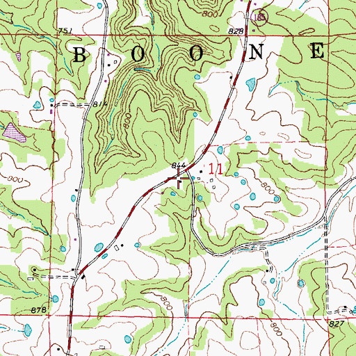 Topographic Map of Spring Bluff School, MO
