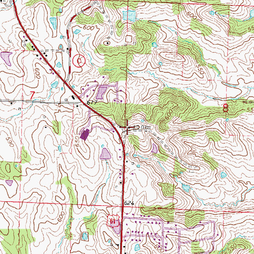 Topographic Map of Sawyers School, MO