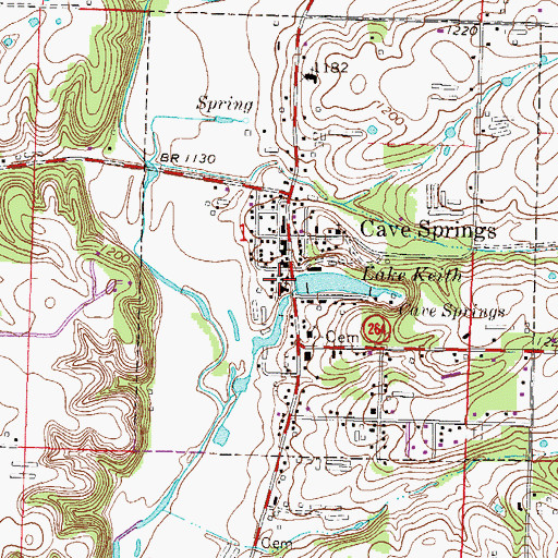 Topographic Map of Cave Spring Mill (historical), AR