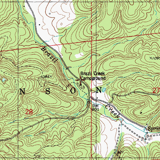 Topographic Map of Brazil Creek Campground, MO