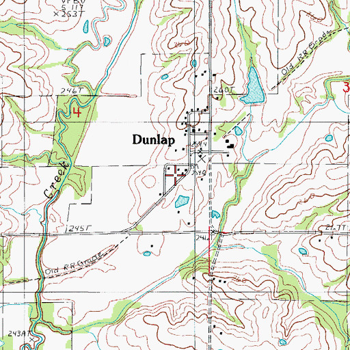 Topographic Map of Dunlap, MO