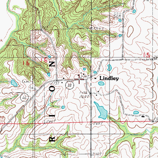 Topographic Map of Lindley, MO