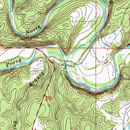 Topographic Map of North Prong Jacks Fork, MO