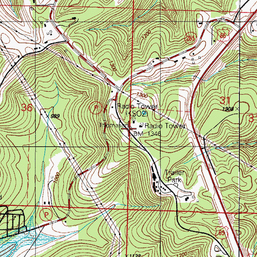 Topographic Map of KSOZ-FM (Point Lookout), MO