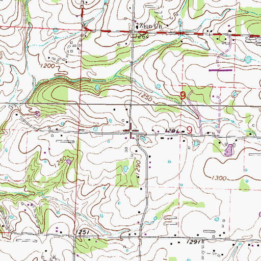 Topographic Map of Center Corner School (historical), AR
